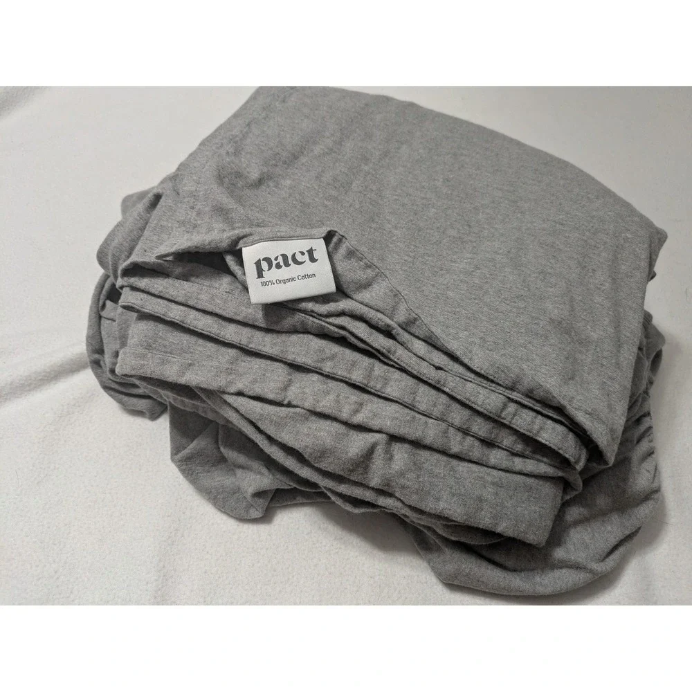 PACT Twin Extra Long 100% Cotton Jersey Sheet Set Soft and Twin XL Heather Grey